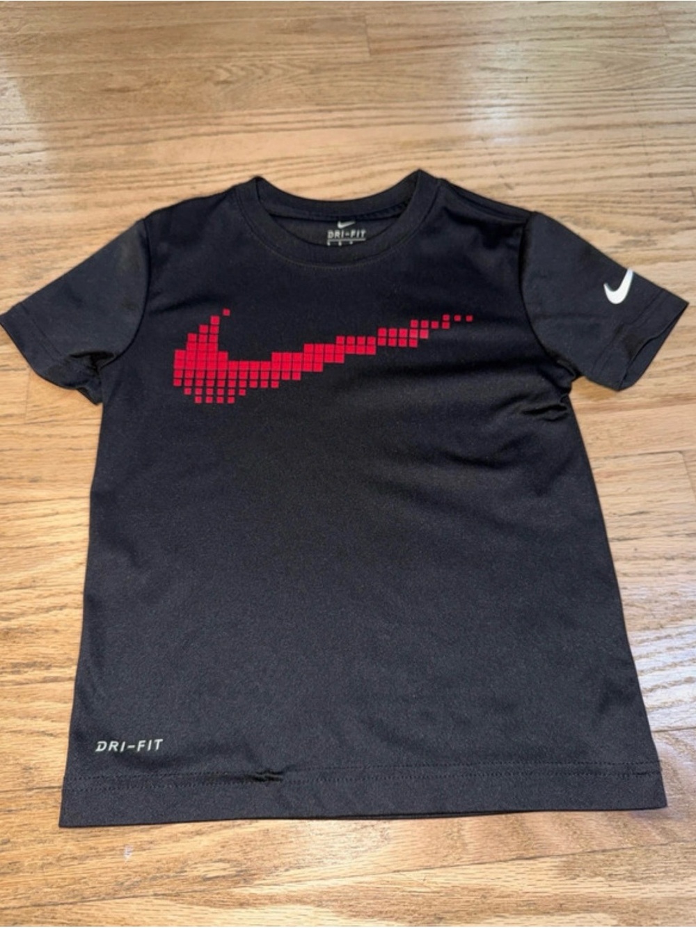 Nike Black Short-Sleeve Dri-FIT Tee with Red Pixel Swoosh